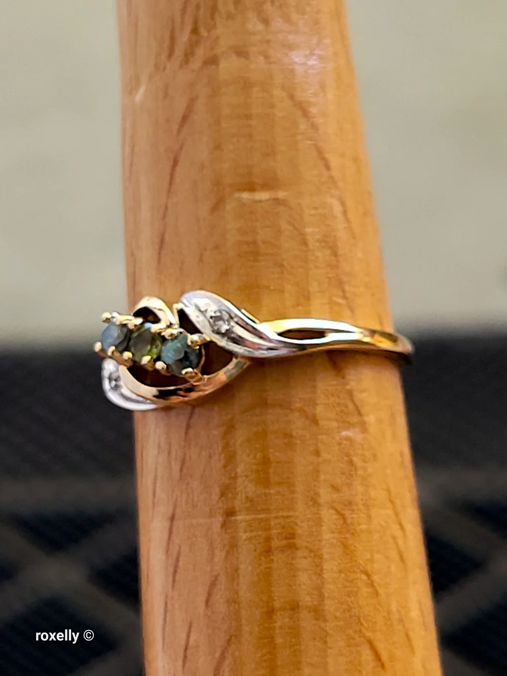 14K Yellow Gold Peridot, Blue Topaz & Diamonds Ring Size 7.25- Solid Gold! 👌🎁